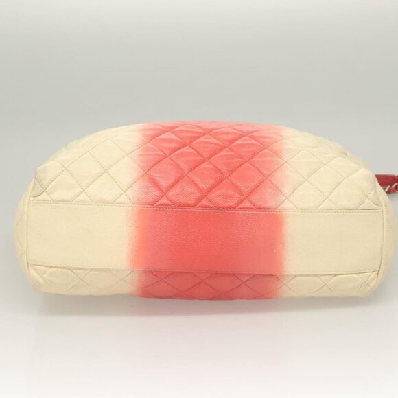 CHANEL Chain Matelasse Hand Bag Grained Calf Skin 2way White Silver CC Auth ... - Picture 6 of 16